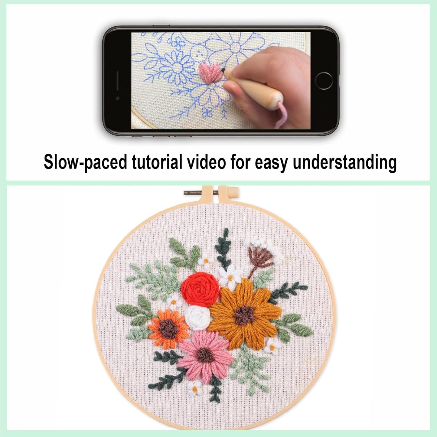 Myfelicity Punch Needle Kit, Punch Needle Kits Adults Beginner, Craft Decoration and Hobbies (Mixed Bouquet)