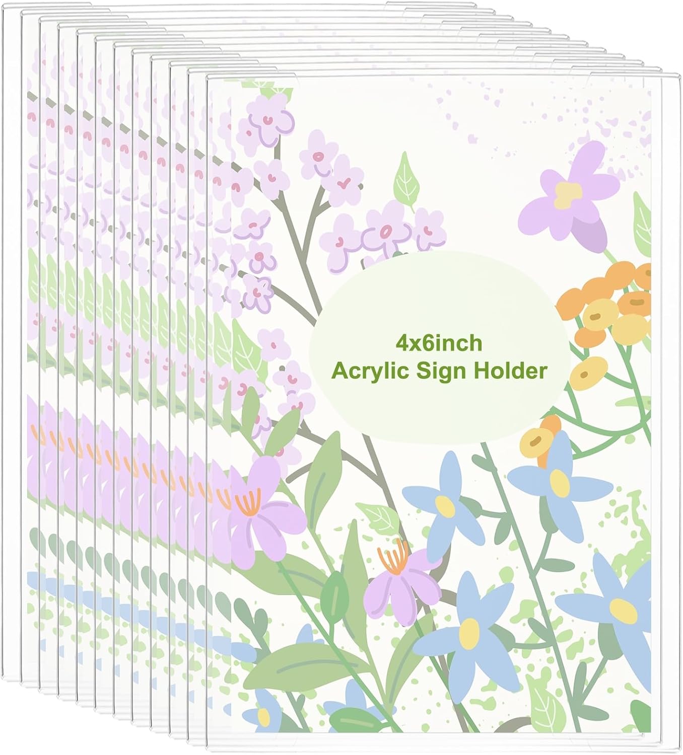 PATIKIL Acrylic Sign Holder, 12 Pack 4x6 Wall Sign Paper Holder Clear Picture Frame with Double Side Adhesive Tape for Office Restaurant Memo Menu Guide, Horizontal