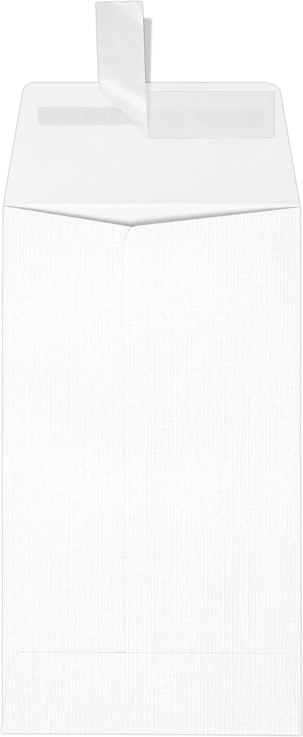 LUXPaper #5 1/2 Coin Envelopes | Peel & Press | 3 1/8" x 5 1/2" | White Linen | 80lb. Text | 1,000 Qty