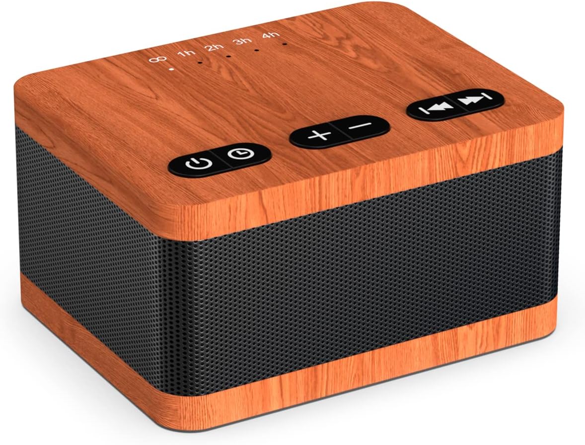 Sound Machine White Noise Machine with 30 Soothing Sounds 36 Levels Volume 5 Timers and Memory Function Effectively Blocks Noise Ideal Sleep Machine for Baby Kids Adults… (Wood Grain)