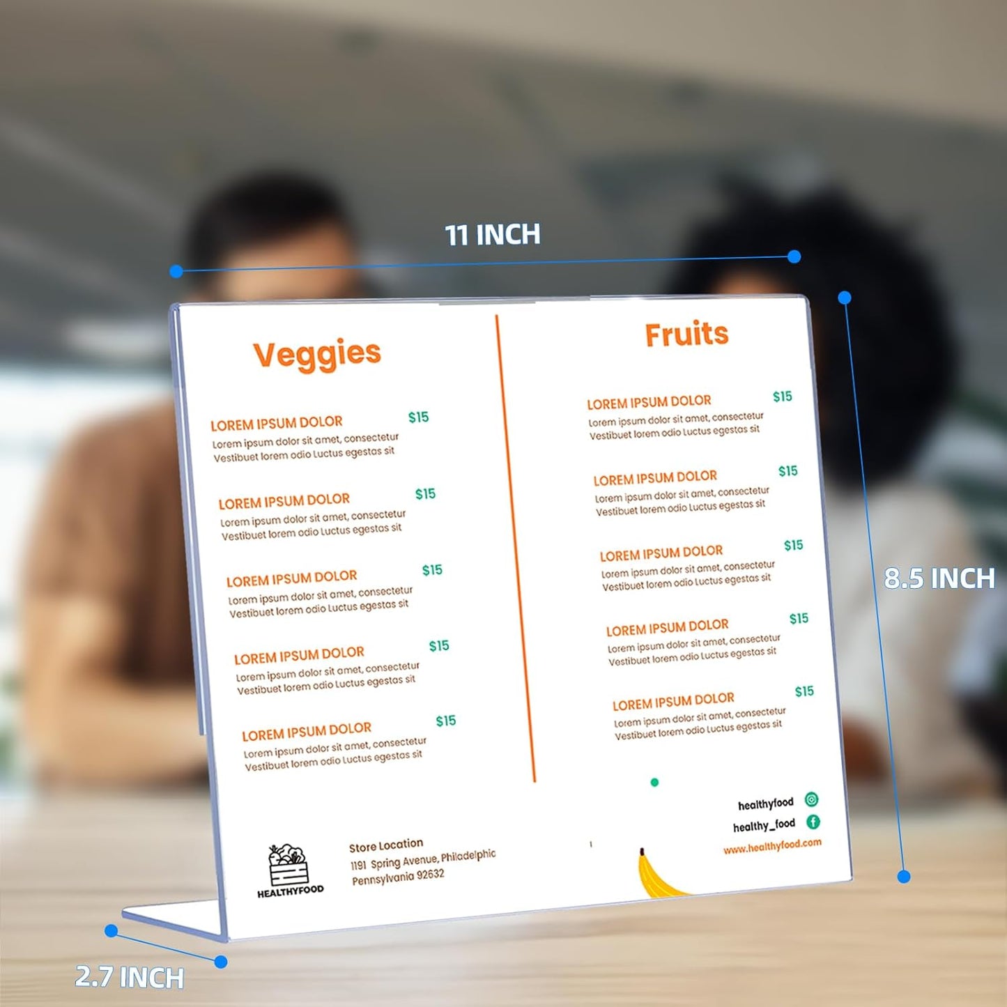 6 Pack L Shape Slanted Back 11x8.5 Plastic Sign Holders with Anti-Slip Pads, Business & Store Acrylic Tabletop Display Stand for Flyers, Menus, Documents, Price, Promotions, Wedding, Party Decoration