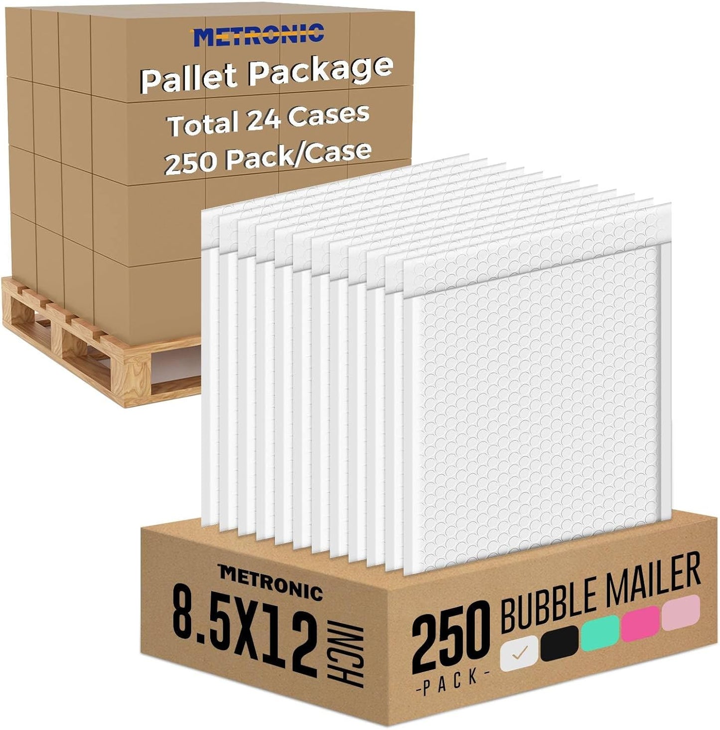 Metronic 6000 Pack Bubble Mailer 8.5x12 Inch White,Usable Size 8.5x11" Waterproof Padded Envelopes,Self-Seal Modern Bubble Mailers Cushioning for Shipping,Jewelry Makeup Supplies, Packaging Bulk