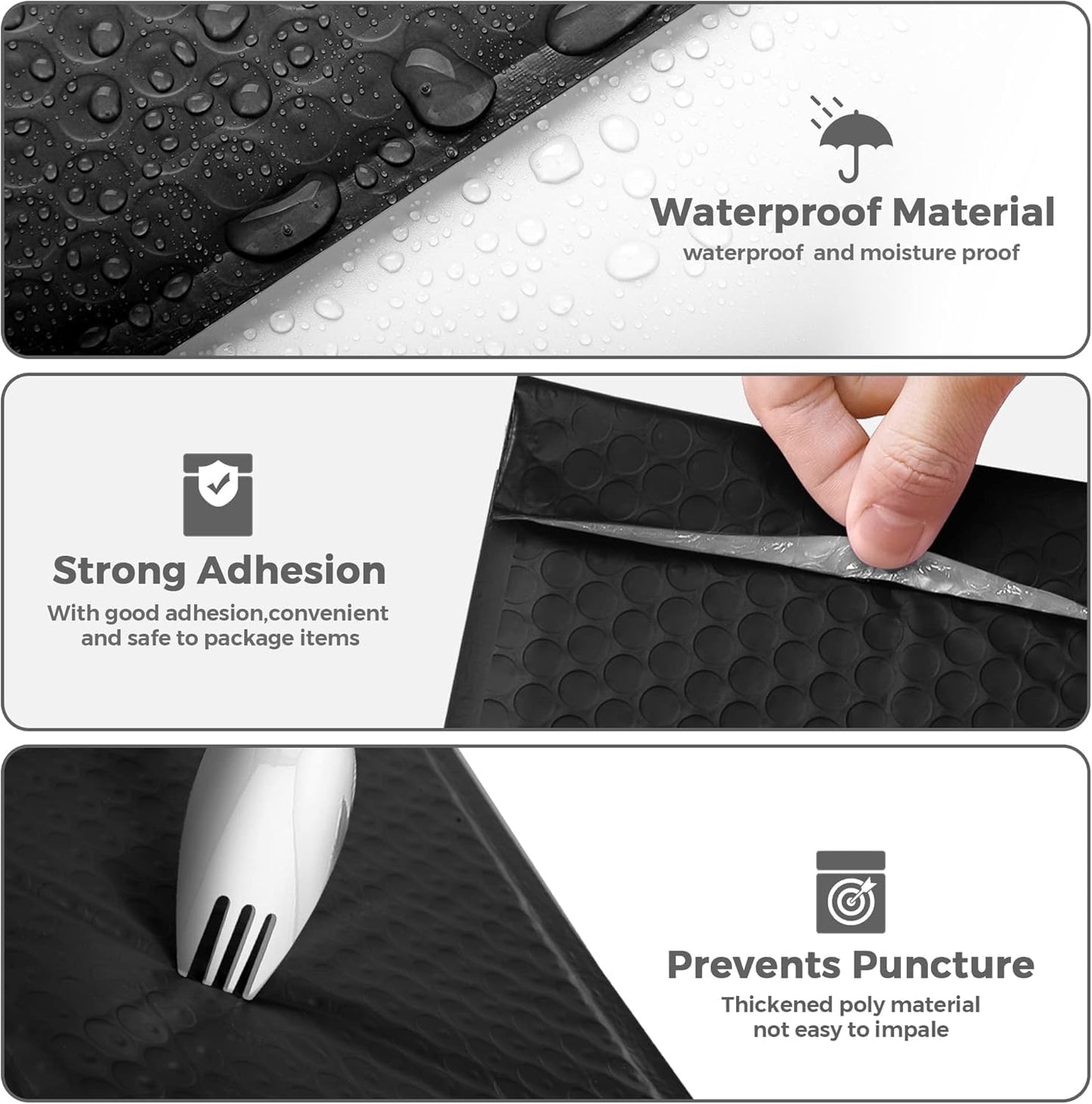 Metronic 6000 Pack Bubble Mailer 8.5x12 Inch Black,Usable Size 8.5x11" Waterproof Padded Envelopes,Self-Seal Modern Bubble Mailers Cushioning for Shipping,Jewelry Makeup Supplies, Packaging Bulk