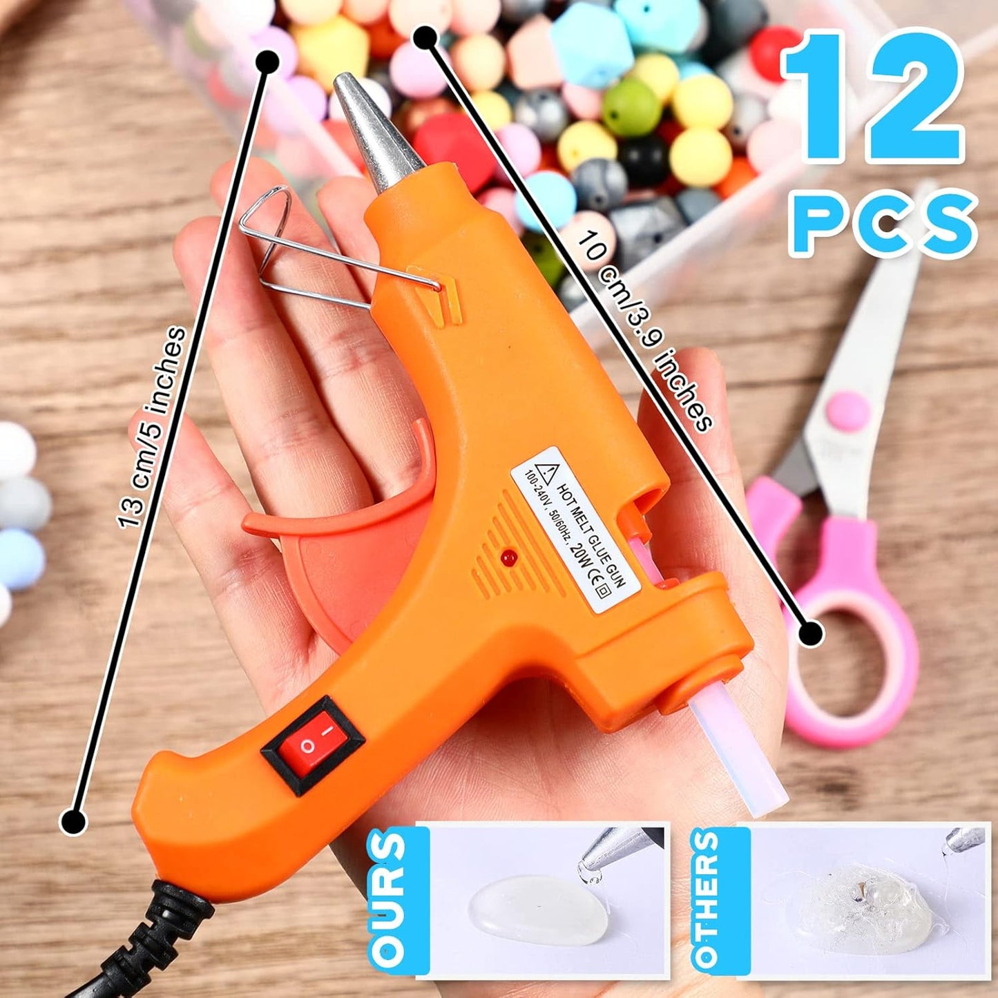 Zhengmy 12 Pieces Mini Hot Glue Gun Crafts Hot Melt Guns Fast Preheating and Easy Squeeze Trigger for School DIY Arts Class Projects Office Home Quick Repairs (Multicolored)
