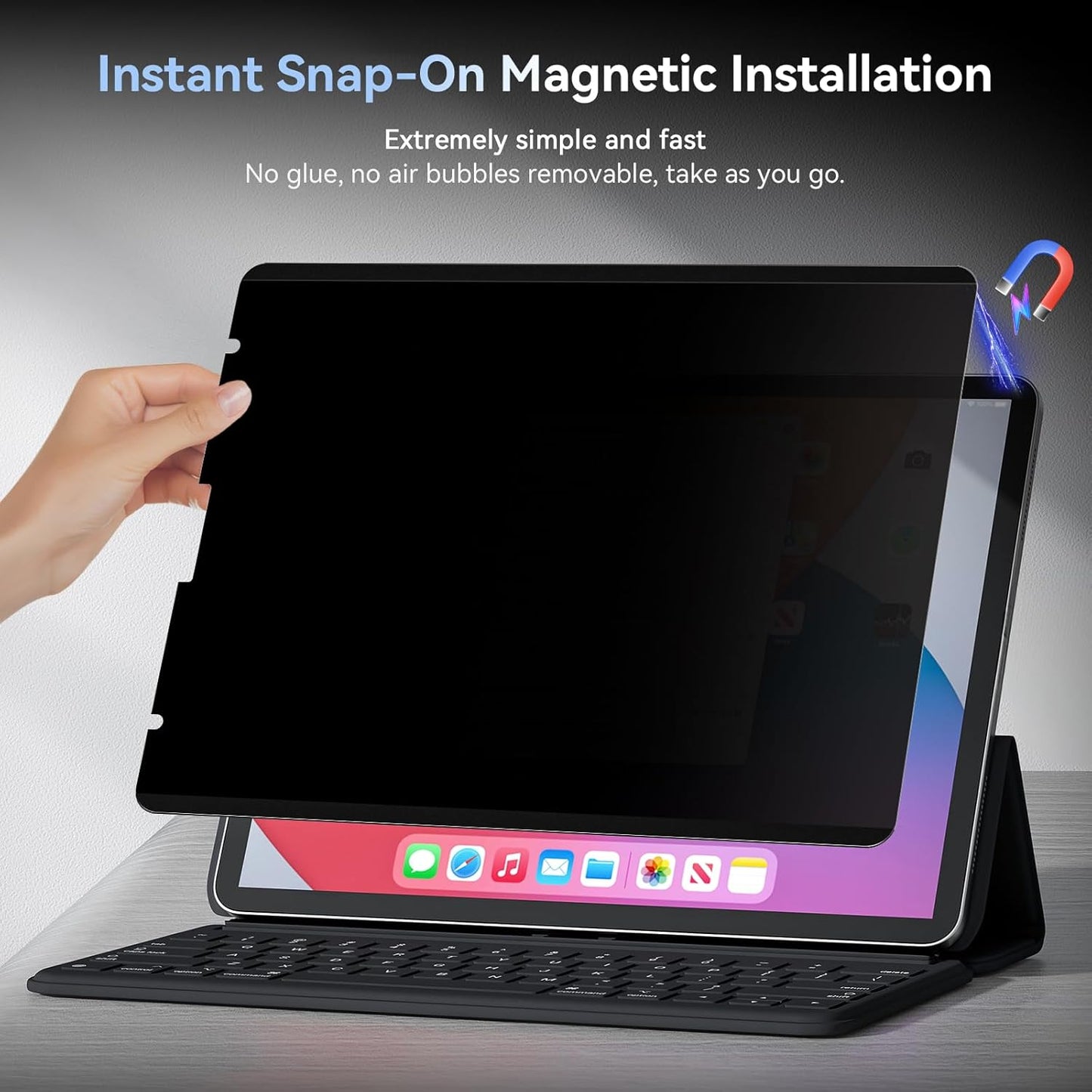 360° 4 Way Magnetic Privacy Filter for iPad Pro 11 inch (2022/2021/2020/2018), iPad Air 5th / ipad Air 4th Generation 10.9 inch, Removable Anti-Glare Blue Light Matte Privacy Screen Protector