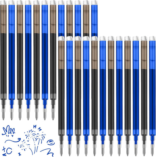 0.7 mm Erasable Gel Ink Pen Refills Compatible with Frixion Friction, Smooth Writing Multicolor Retractable Fine Point Pen Refill for School Office Home Art (Blue & Black, 24)