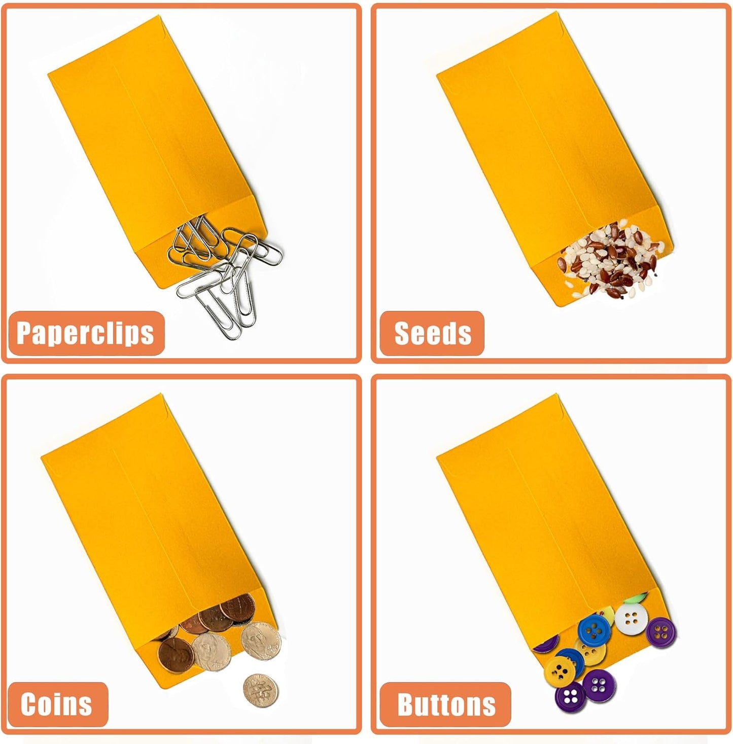 #1 800 Pcs Small Coin Envelopes 2.25" x 3.5" with Gummed Flap, Yellow Kraft Mini Envelopes for Storing Keys, Stamps, Seeds, Tips and Small Items (800)