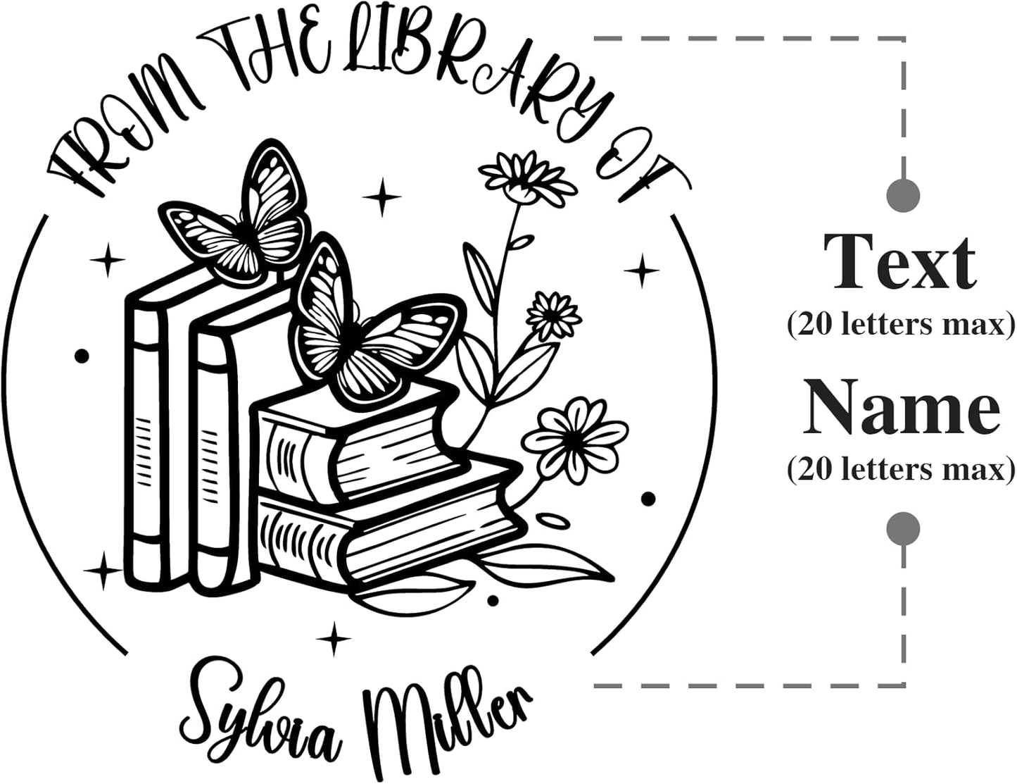from The Library of Embossers & Stamps Custom Color Self-Inking Stamp with Your Name or Design Great for Personalizing Books, Text Books and Journals (03)