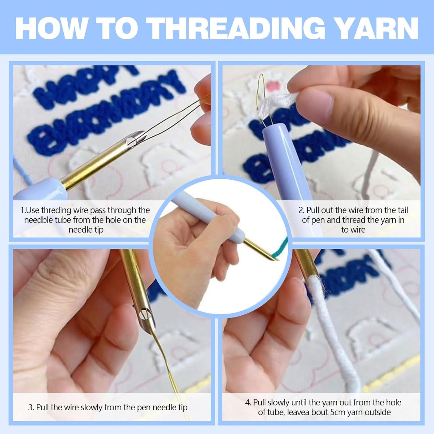 RUIQLXHANG Punch Needle Kits Adults Beginner, Cute Cartoon Highland Cow with Daisy Flower for Beginners, Punch Needle Starter Craft Set with 20cm Hoop, Perfect for Festival Gift and Decoration