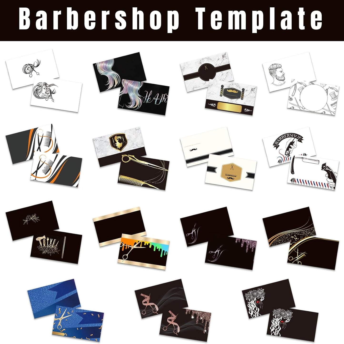 Custom Business Cards Personalized Business Cards with Photo for Small Business Customized with Logo Text 1000 500 200 100 Double Sided Printable Waterproof Business Cards-Barbershop Template