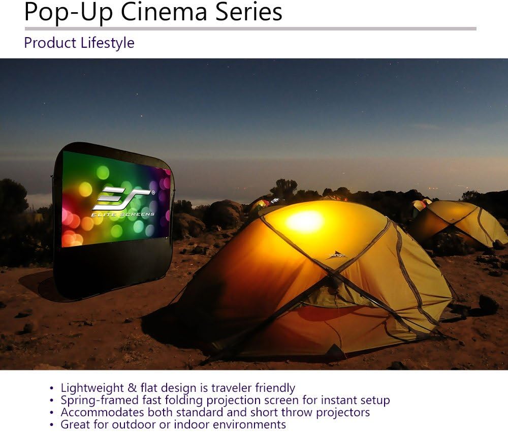 Elite Screens, Pop-Up Cinema 92-inch 16:9, SilkWhite 1.1 Gain, Portable Outdoor, Fast Folding Projector Screen, US Based Company 2-Year Warranty