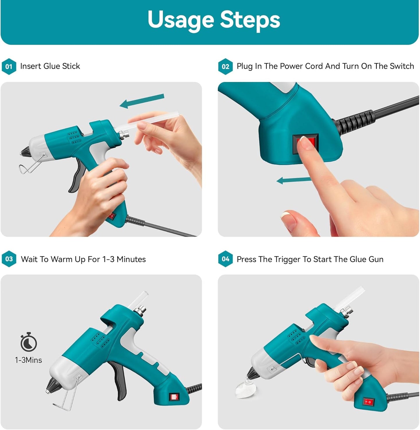 110V/20W Hot Glue Gun with 30 Glue Sticks Set,Lightweight Craft Gun for DIY,Home Repairs and Kids' School Projects