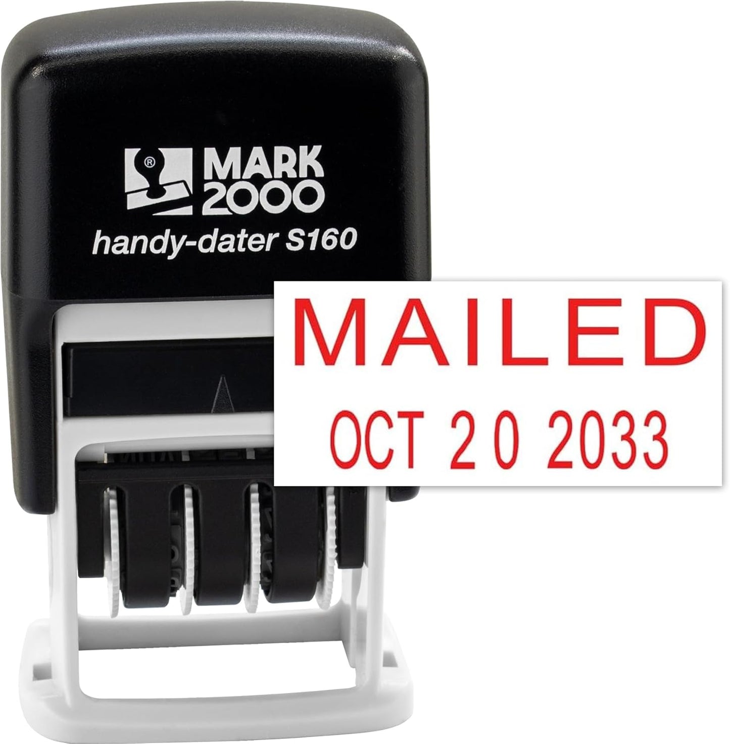 Mark 2000 Self-Inking Rubber Date Office Stamp with Mailed Phrase & Date - Red Ink (Handy-Dater S160), 12-Year Band