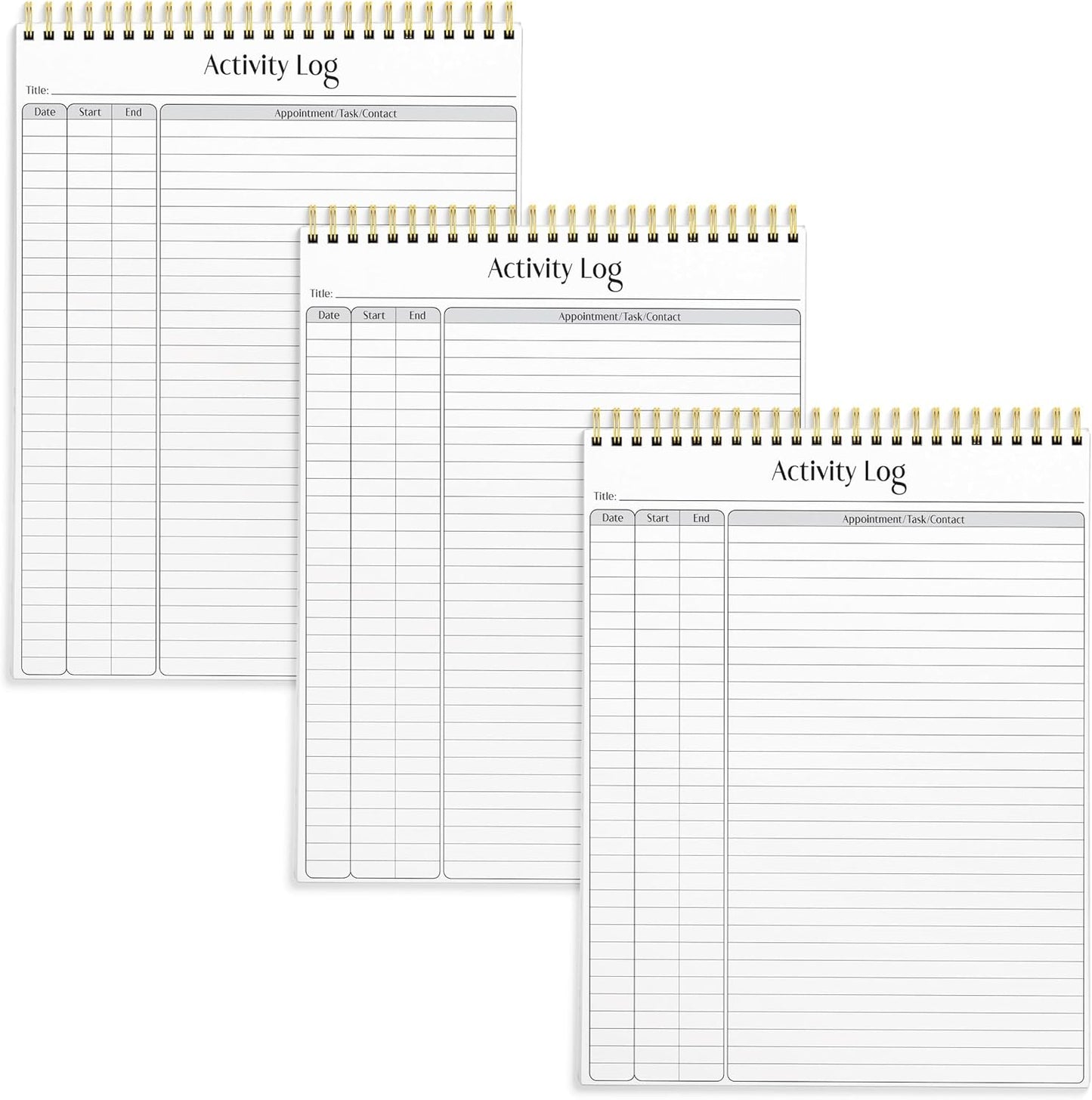 Better Office Products Activity Log Notepad, 8.5" x 11", Planning Note Pad, 50 Sheets, Double-Wire Spiral, Daily Time Tracking Productivity Checklist Organizer (3 Pack)