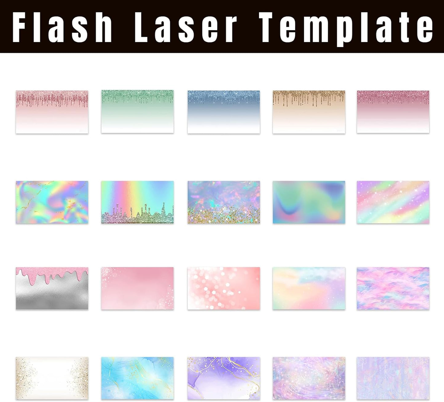 Custom Business Cards Personalized with Photo, Logo, Text - 1000 Sheets, 3.5" x 2", Glitter Template