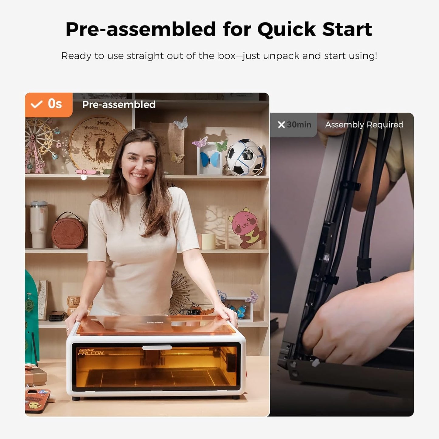 CREALITY FALCON A1 10W Laser Engraver, 80W Enclosed Laser Cutter and Engraver Machine with Air Assist, Smart Camera Positioning, 600mm/s Speed, Smart Material Recognition, Ideal for Wood & Metal