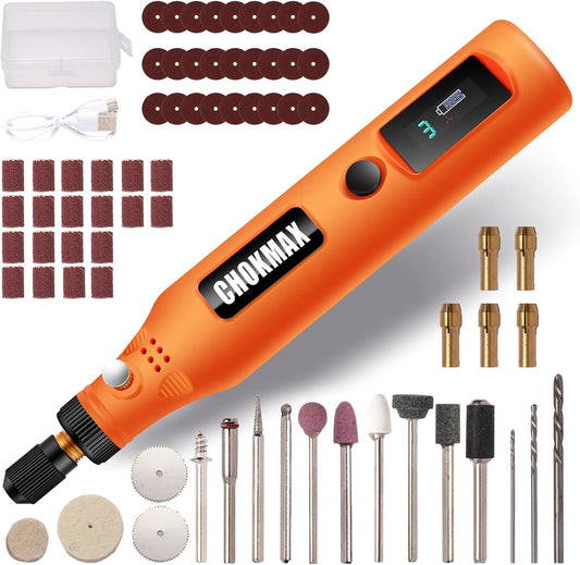 Mini Cordless Rotary Tool with Work Screen, 3-Speed Grinder Kit with 72 Accessories, Type-C Charging Art Craft Tool for Sanding, Polishing, Grinding and Small DIY Craft Job