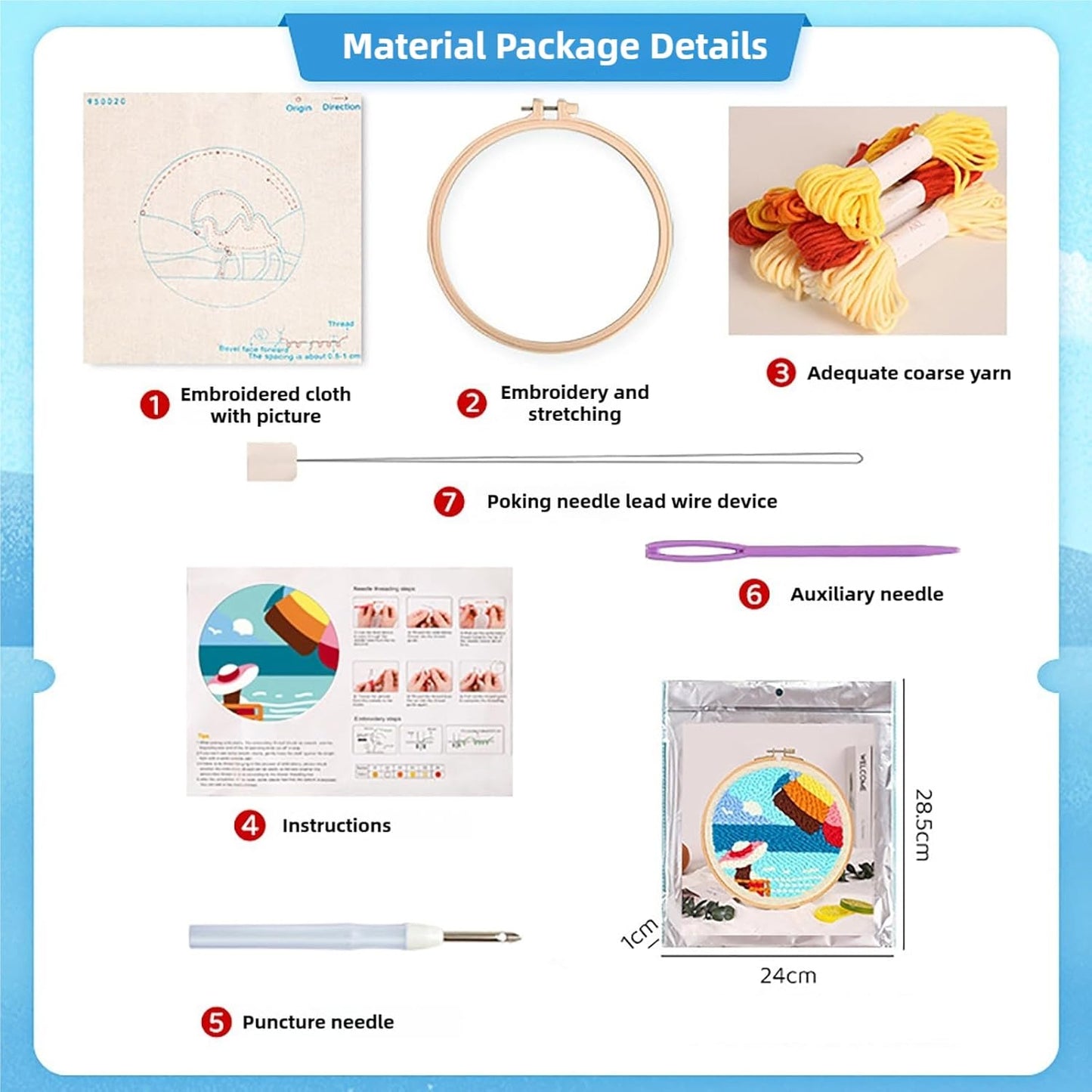 Punch Needle Kits Adults Beginner DIY Hawaiian Style 8 in Hoop Embroidery Set Starter Punch Needle Tool for Art Crafts, Ideal for All Ages, Perfect Festival Decoration & Gift (Lighthouse)