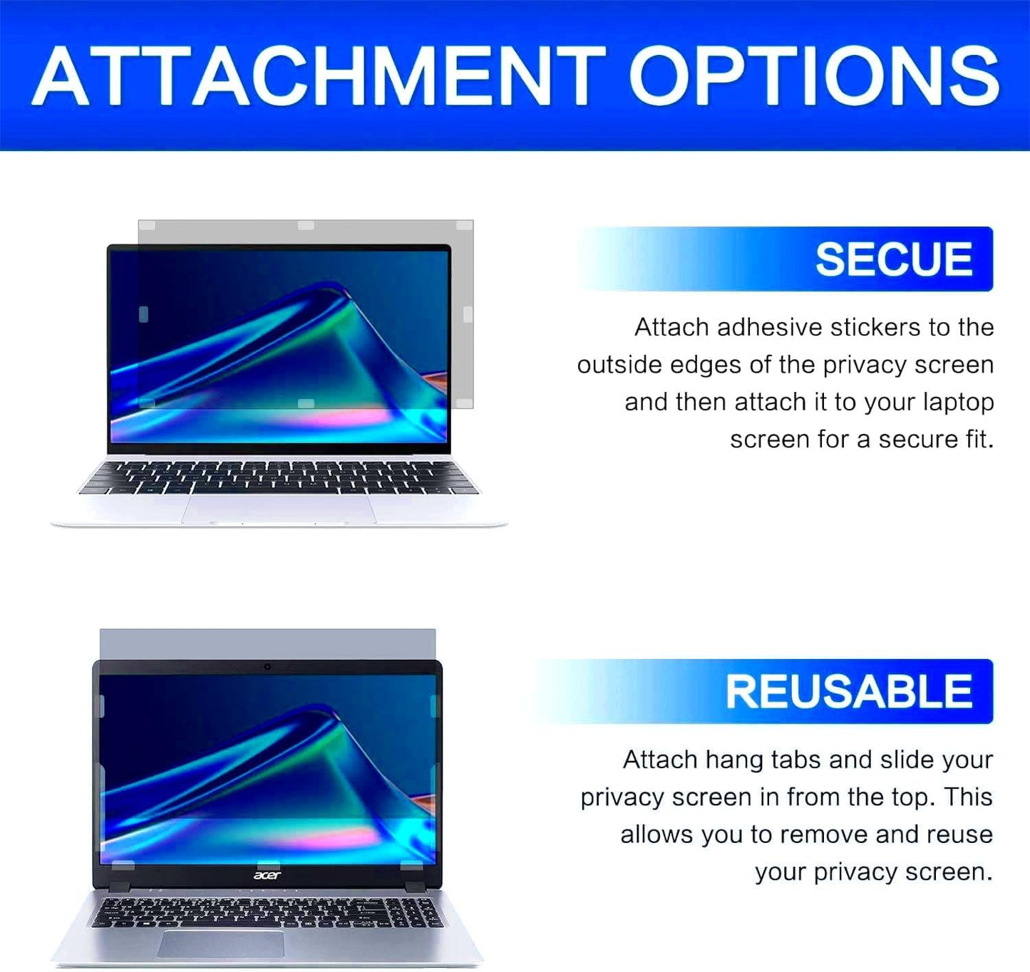 17.3 Inch 16:9 Laptop Privacy Screen Filter - Computer Monitor Privacy Shield and Anti-Glare Protector