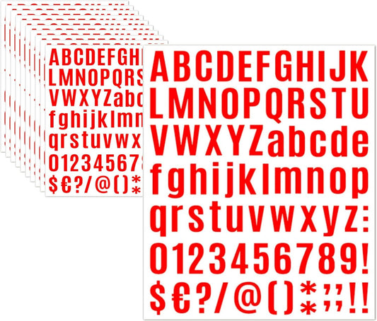 10 Sheets Letter Stickers, Alphabet & Number Stickers, 1 inch Vinyl Self-Adhesive, Mailbox Numbers, Cup Labels, Holiday Party Decoration (Red, 1 inch)