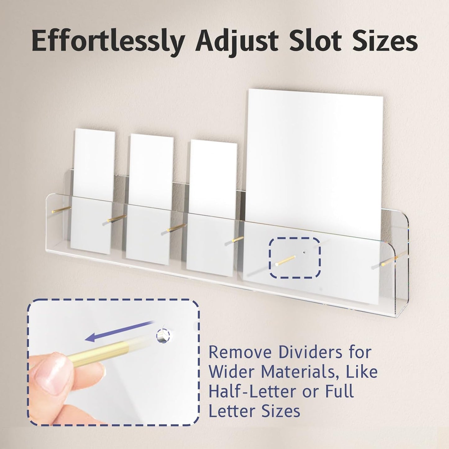 HIIMIEI Brochure Holder Wall Mount, 2-Pack Acrylic Modular Flyer, Pamphlet Display Stand with Magnetic Brass Bolts, Dual Installation Options, and Designed for Schools, Studios, and Community Spaces