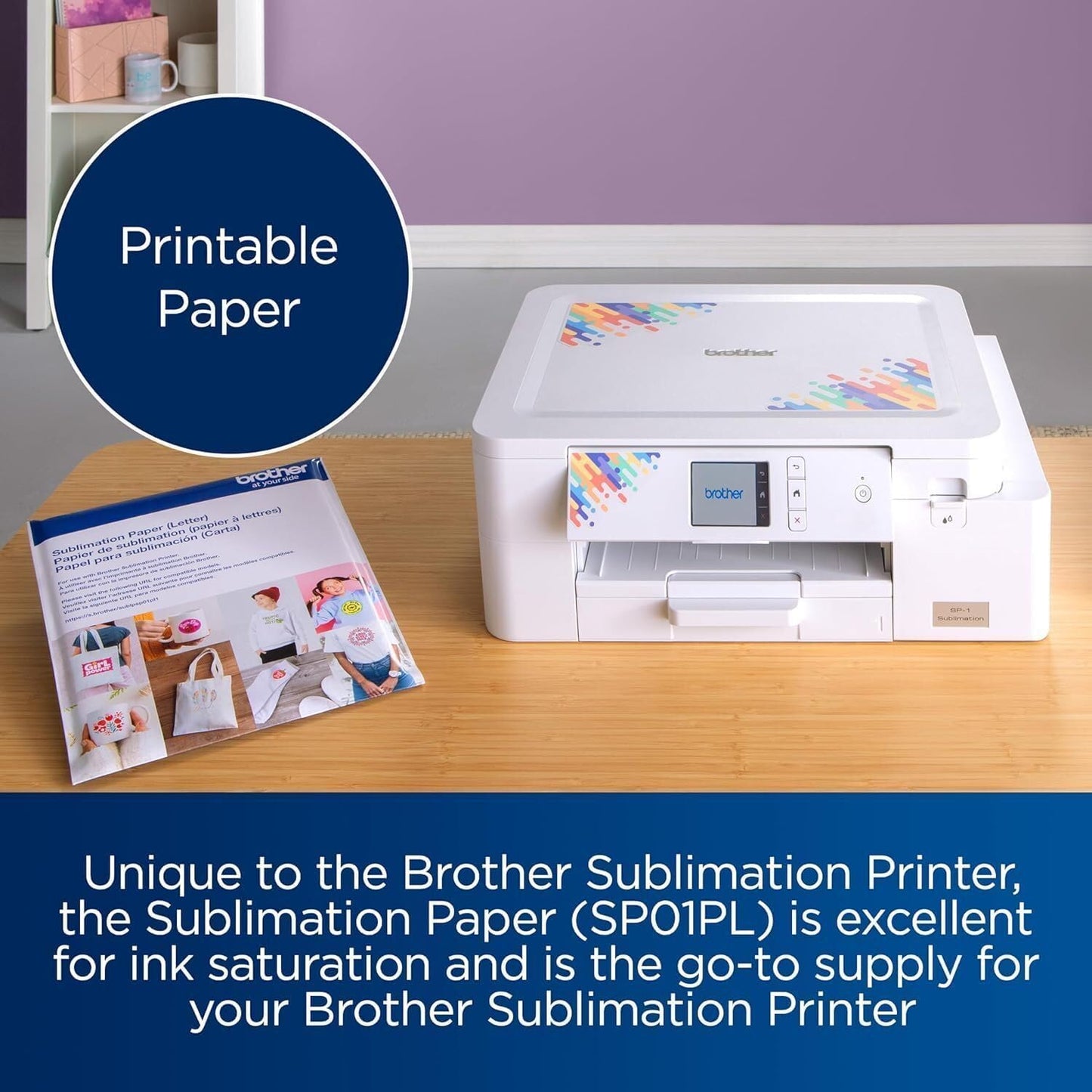 Brother Sublimation Printer, High-Speed Printing with Wireless Connectivity, and Sublimation Paper, 100 Sheets