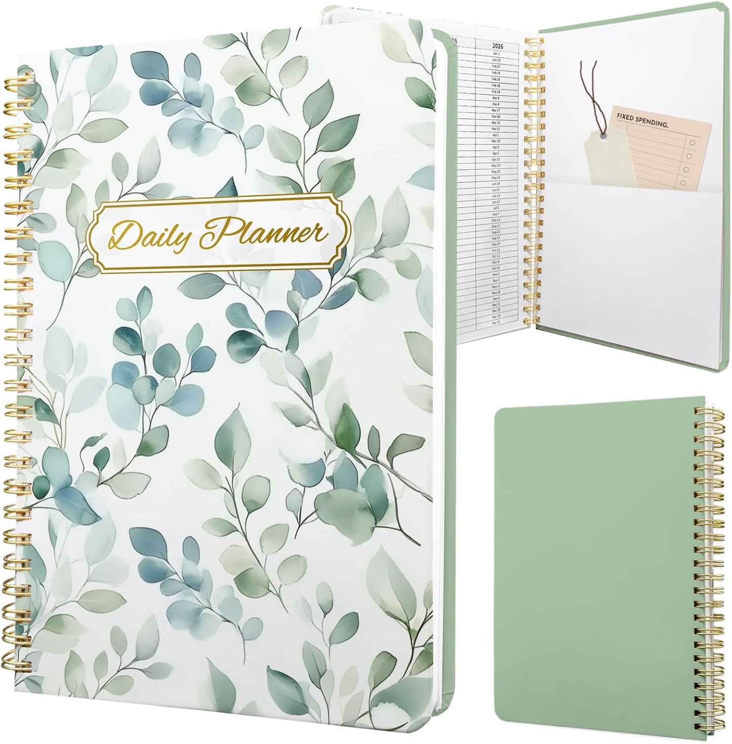 Undated Daily Planner - Spiral Notebook 80 Days One Day Per Page, Hourly Schedule, To-Do List, Notes, Everyday Planning Task, A5 Hardcover Journal Organizer Book Women Cute Aesthetic, Spring