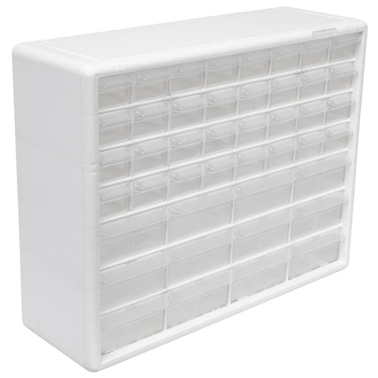 Akro-Mils 44-Drawer Plastic Drawer Storage Cabinet for Garage Organization, Bead Organizer, Building Bricks Storage, Teacher Toolbox, Makeup Organizer, 20" W x 6" D x 16" H, 10144 White