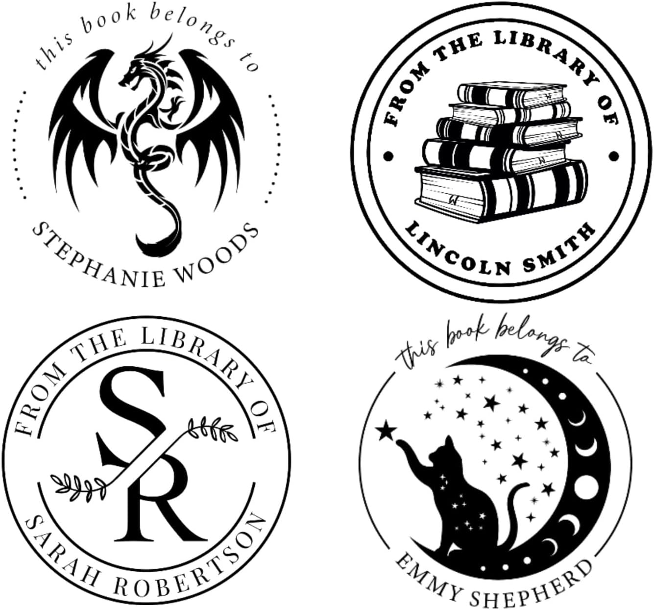 Book Embosser Personalized Rubber Seal | Custom Ex Libris from The Library of This Belongs to | Teacher Classroom Kids School Label Reader Gift | Wood Handle Self-Inking 1.6"