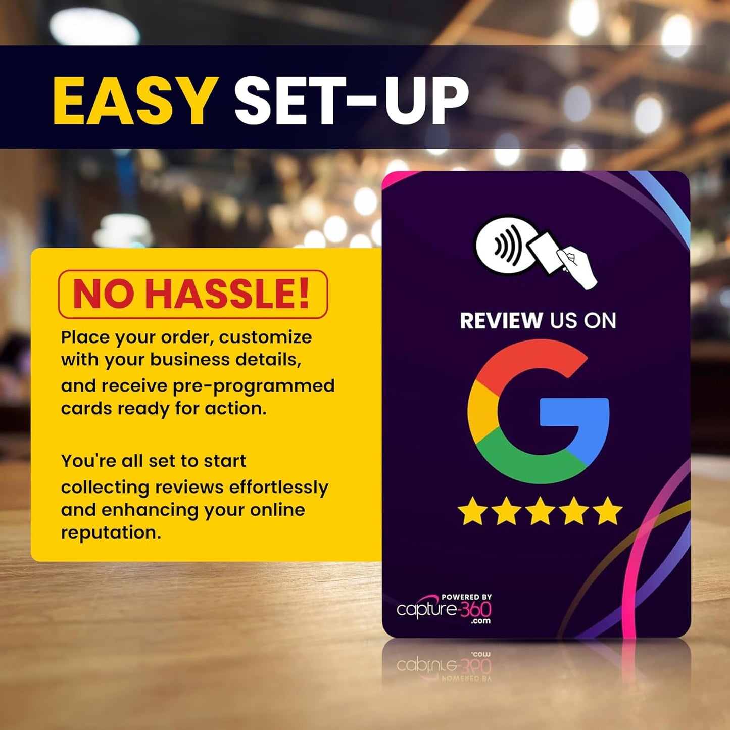 NFC Business Google Review Tap Card, Contactless, Enhances SEO, Saves Time, User-Friendly, Reusable, Boosts Online Presence & Encourages Business Feedback (Purple, 5-Pack Google Cards)