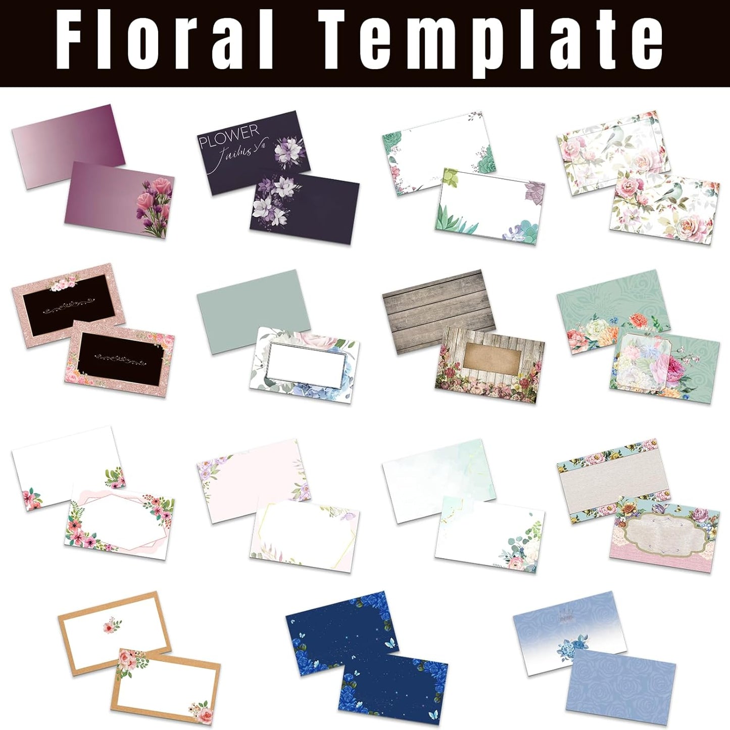 Custom Business Cards Personalized Business Cards with Photo for Small Business Customized with Logo Text 1000 500 200 100 Double Sided Printable Waterproof Business Cards-3.5" x 2",Floral Template