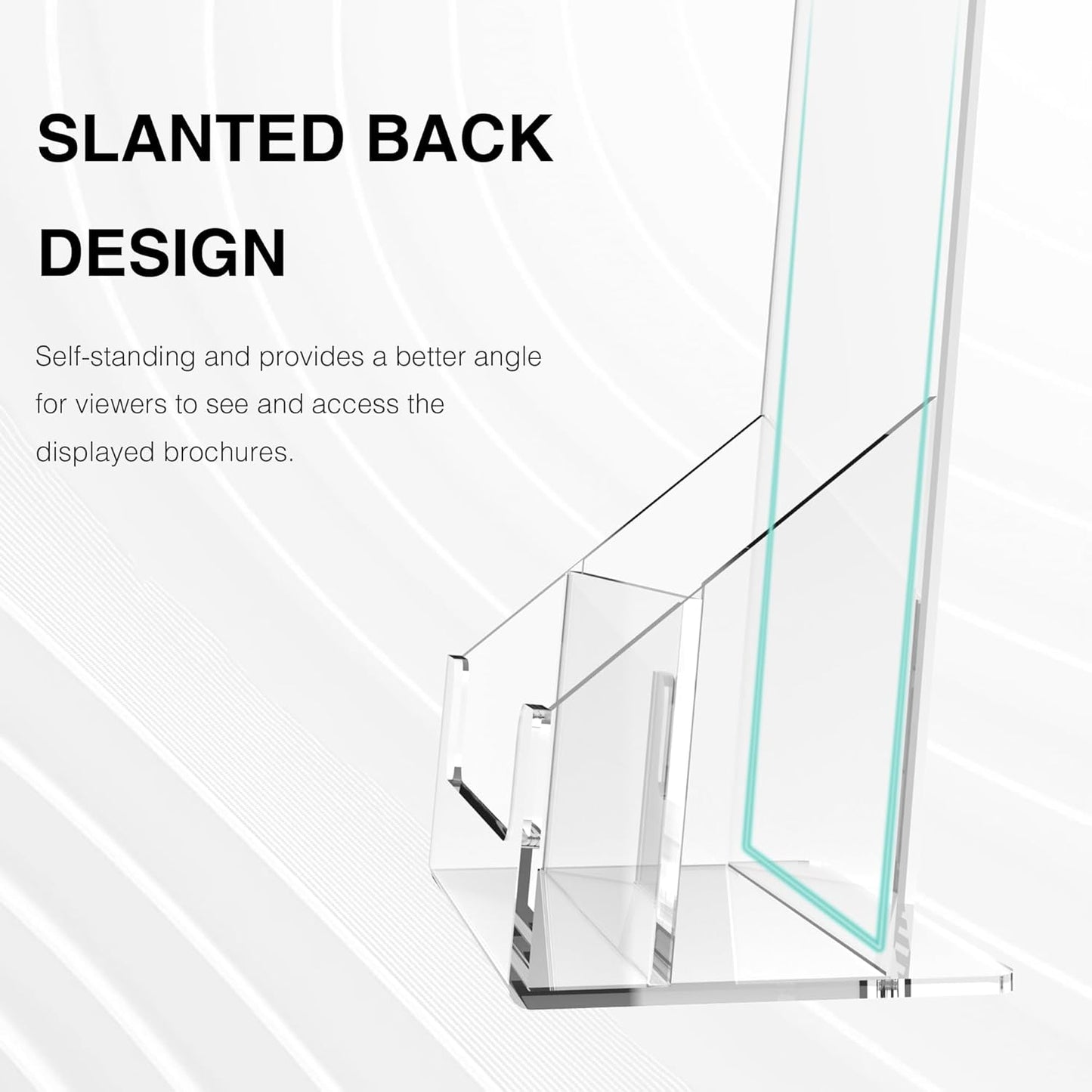 Brochure Holder 4x9 Inch Acrylic Literature Holders Clear Flyer Display Stand with Removable Business Card Slot Pamphlet Holder Organizer for Office, Lobby, Hotels, Trade Shows, 6 Pack