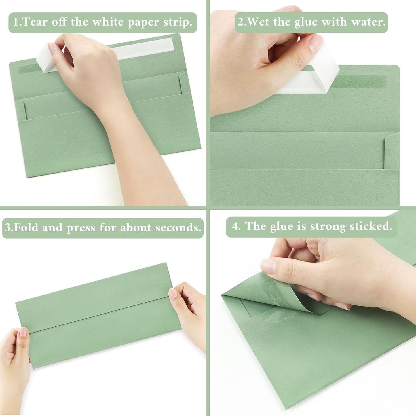 100 Pack #10 Business Envelopes, Sage Green Standard Envelopes Self Seal, Letter Size Mailing Envelopes for Checks Letters Invoices Statements Birthday Graduation Wedding, 4 1/8 x 9 1/2 Inch