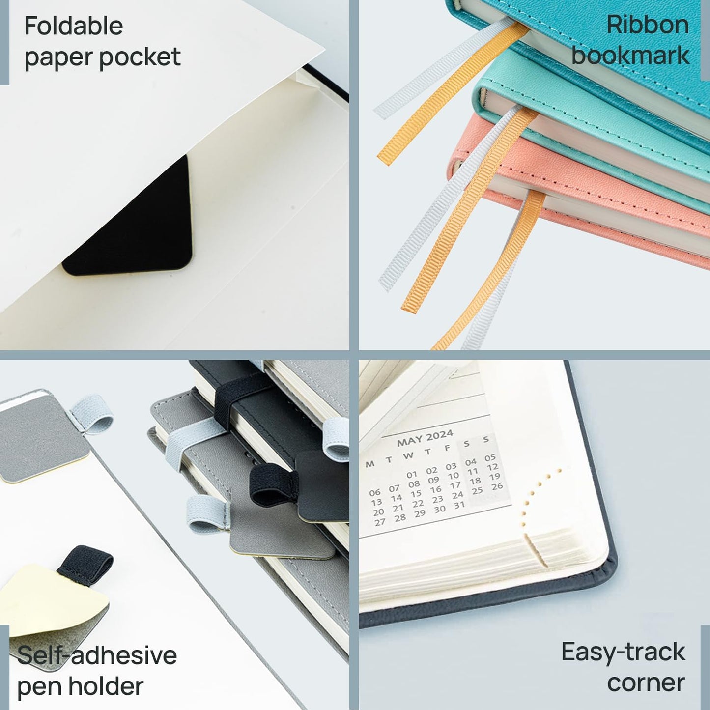 POPRUN 2026 Planner (Medium - 6.5'' x 8.5'') - 2026 Weekly Calendar ((Jan. 2026 - Dec. 2026) with Hourly Time Slots, Weekly/Monthly Appointment Book for Time Management - Leather Soft Cover - Blue Green