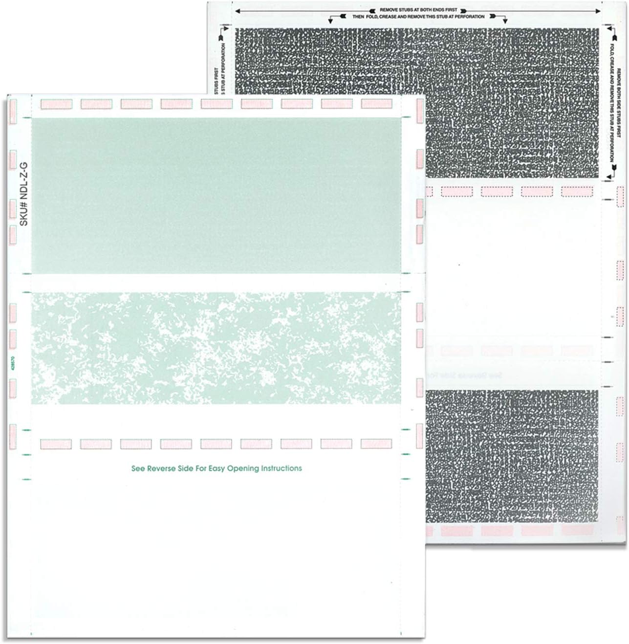 NextDayLabels - 8-1/2" x 11" Z Fold Pressure Seal Self Mailer Checks (Green-1000)