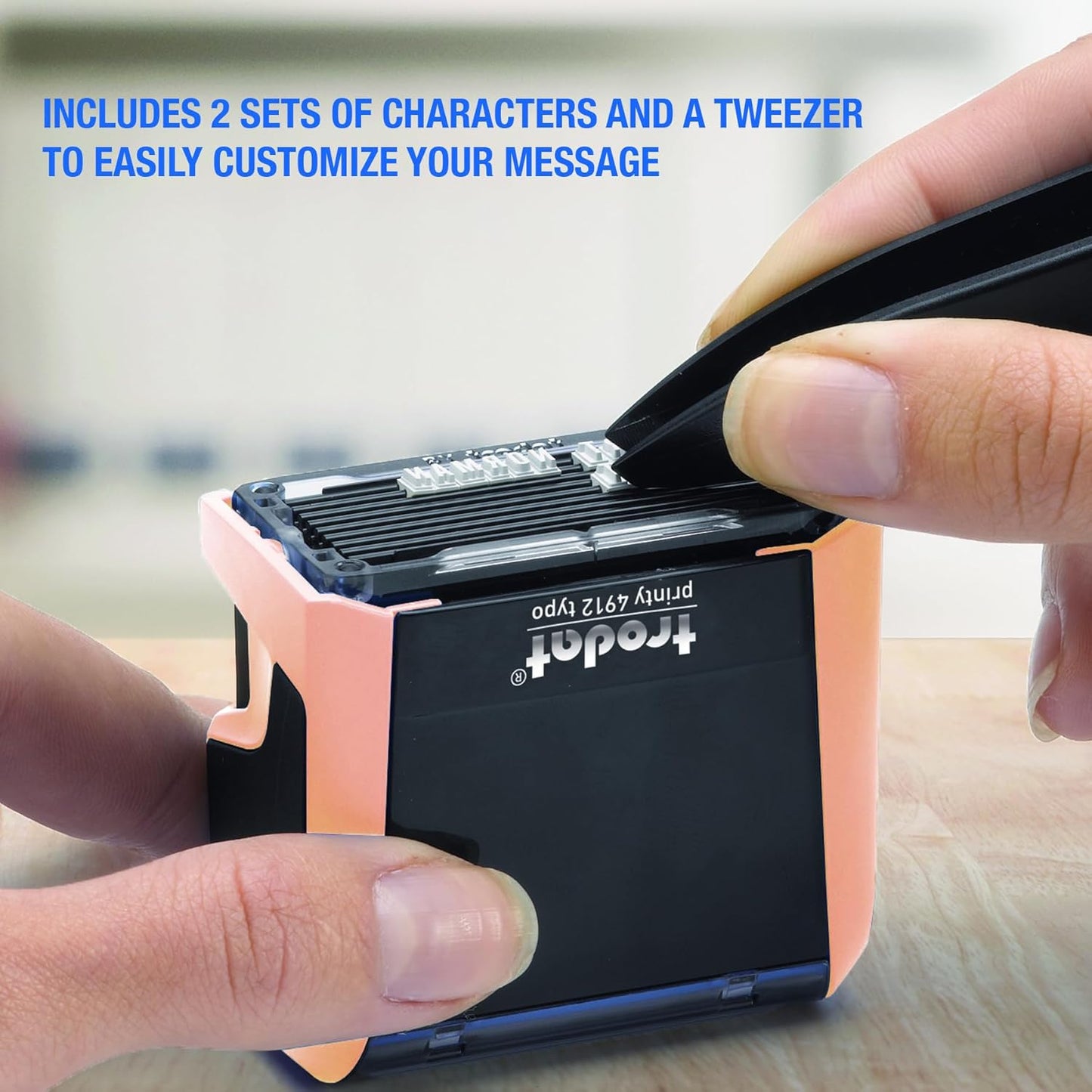 Trodat Printy 4912 Self Inking Do it Yourself (DIY) 4 line Personalized Custom Message or Address Stamp kit with Black Ink, Impression Size: 3/4” x 1-7/8” inch (Orange)