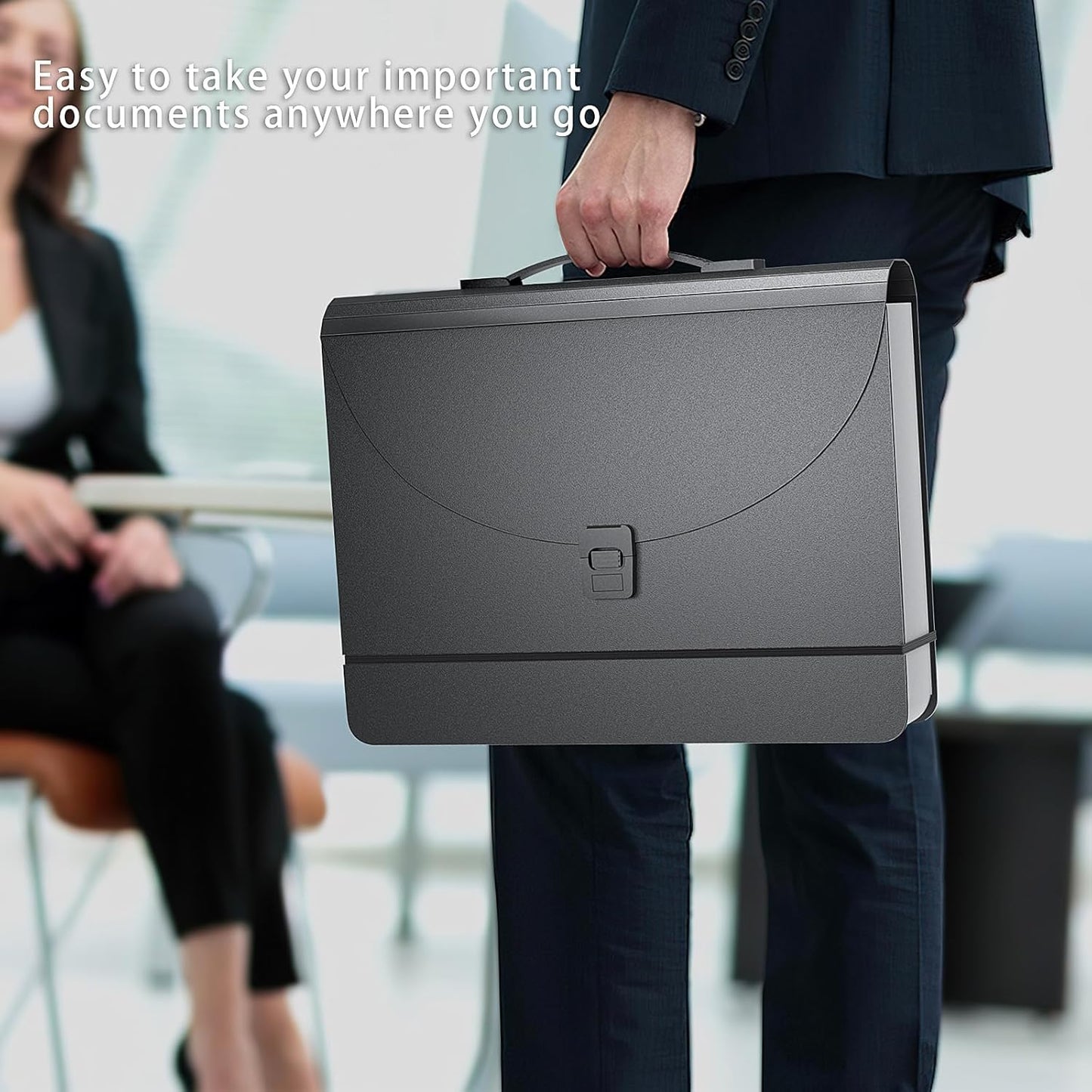 25 Pockets Expanding File Folders,Accordion File Organizer,Portable Filing Box with Plastic Handle,Expandable File Folder,Monthly Bill Receipt Paper and Document Organizer,Colored Tabs,A4/Letter Size