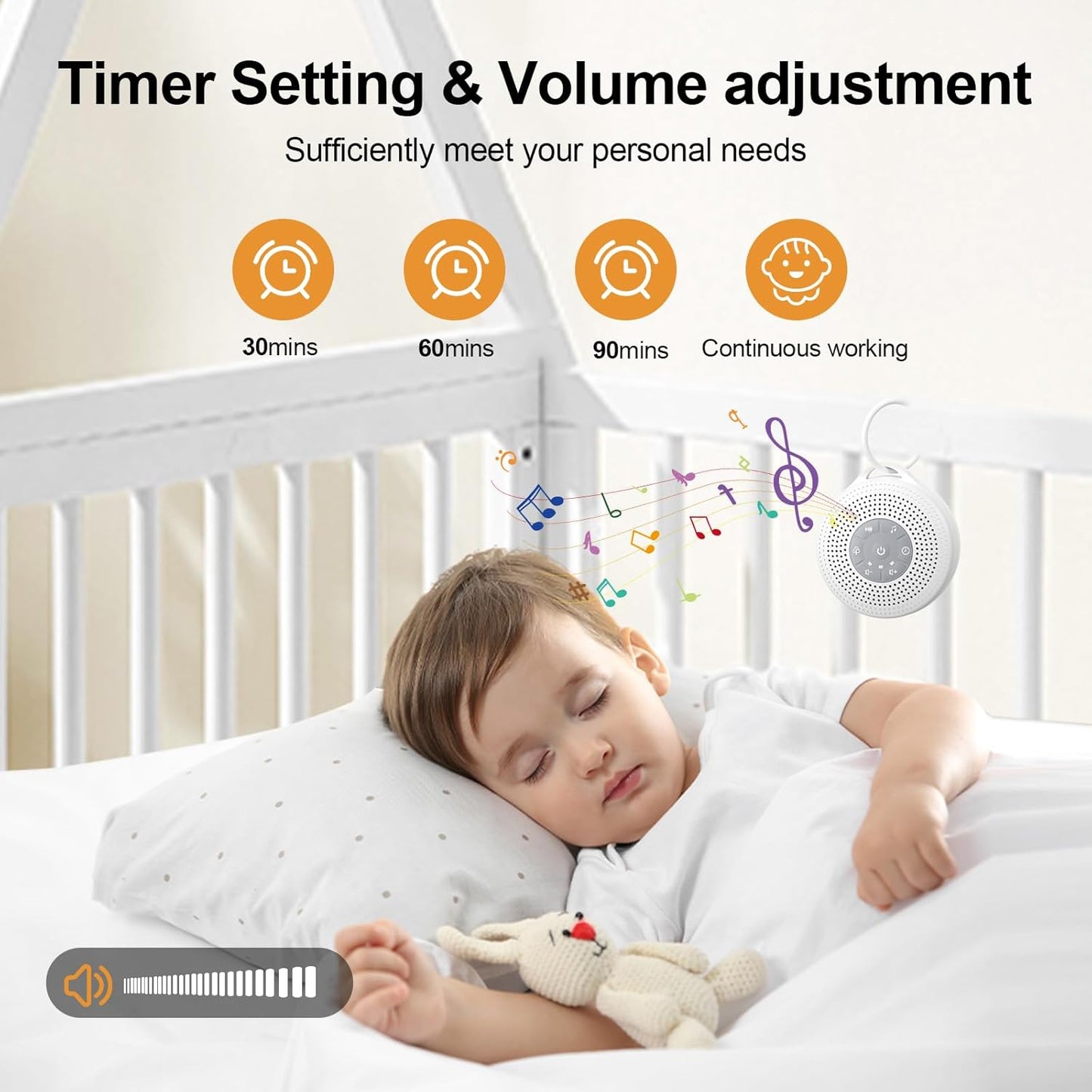 Portable Baby Sound Machine, White Noise Machine with 21 Soothing Sounds, 3 Timer and Memory Function, 2000mAh Powerful Battery, White Noise Sound Machine for Baby Adult (Gray, Normal)