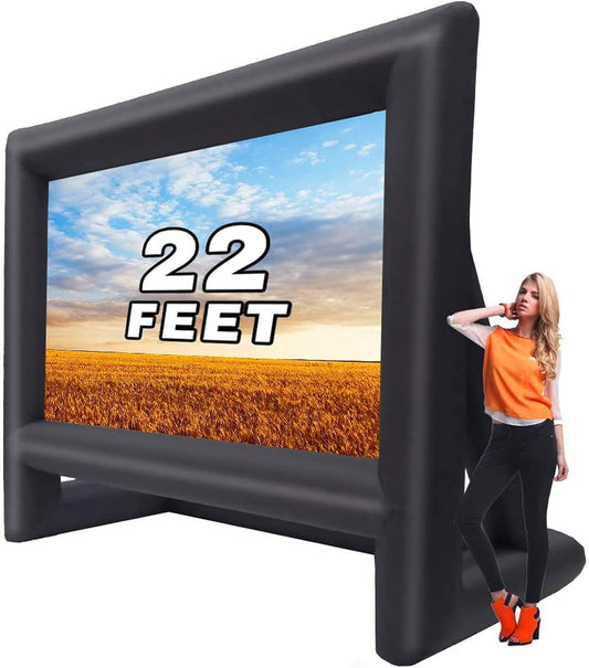 22 Feet Inflatable Projector Screen - Outdoor and Indoor Theater Movie Screens,Includes Rope, Blower,Tent Stakes - Great for Party Backyard Pool Watch Movies