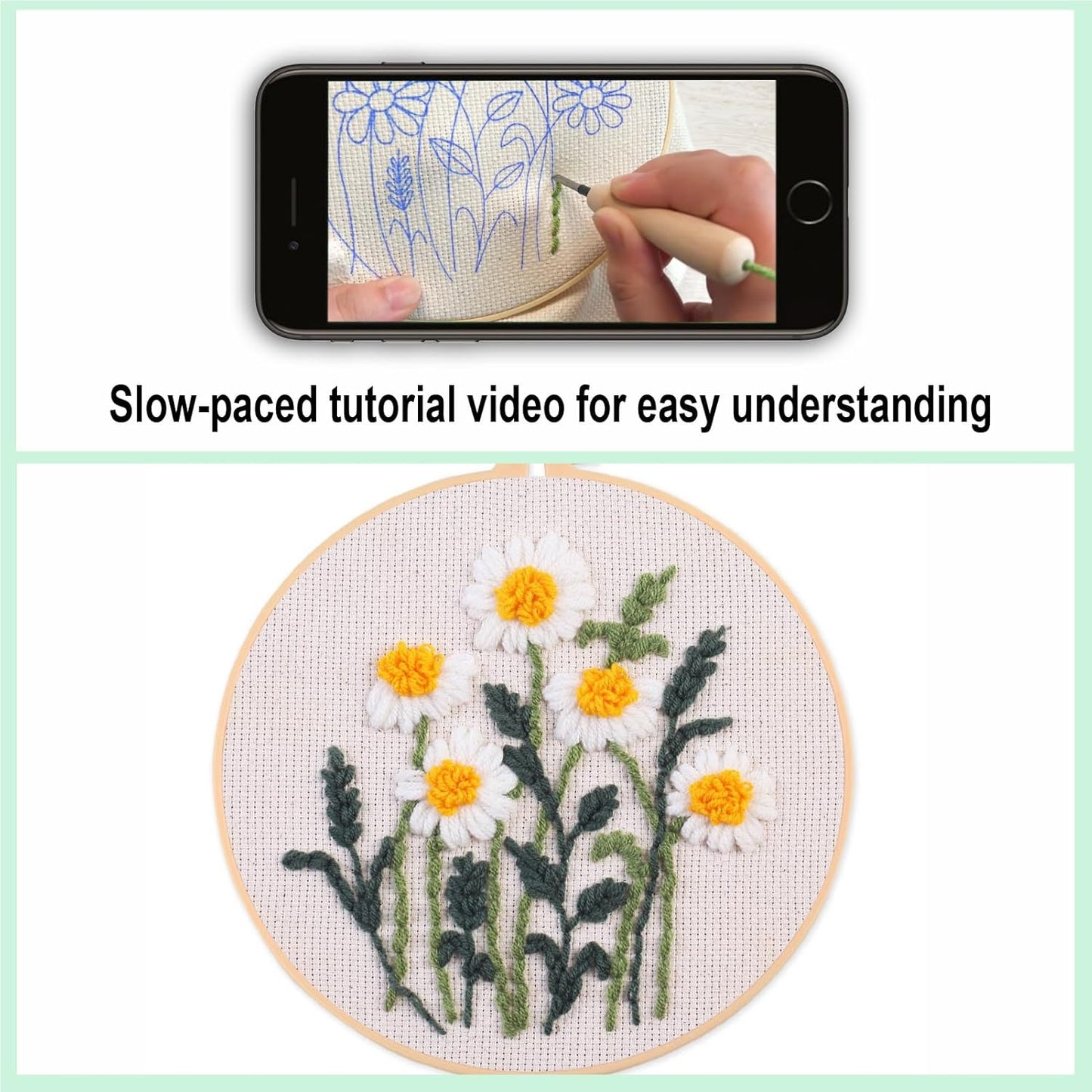 Myfelicity Punch Needle Kit, Punch Needle Kits Adults Beginner, Craft Decoration and Hobbies (Daisy)