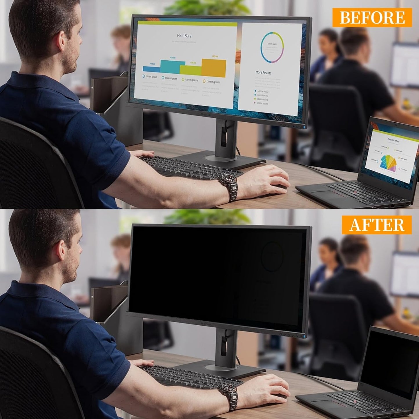 24 Inch Computer Privacy Screen for 16:9 Aspect Ratio Widescreen Monitor, Eye Protections Anti Glare Blue Light Computer Monitor Privacy Filter, 24 inch Protector Film