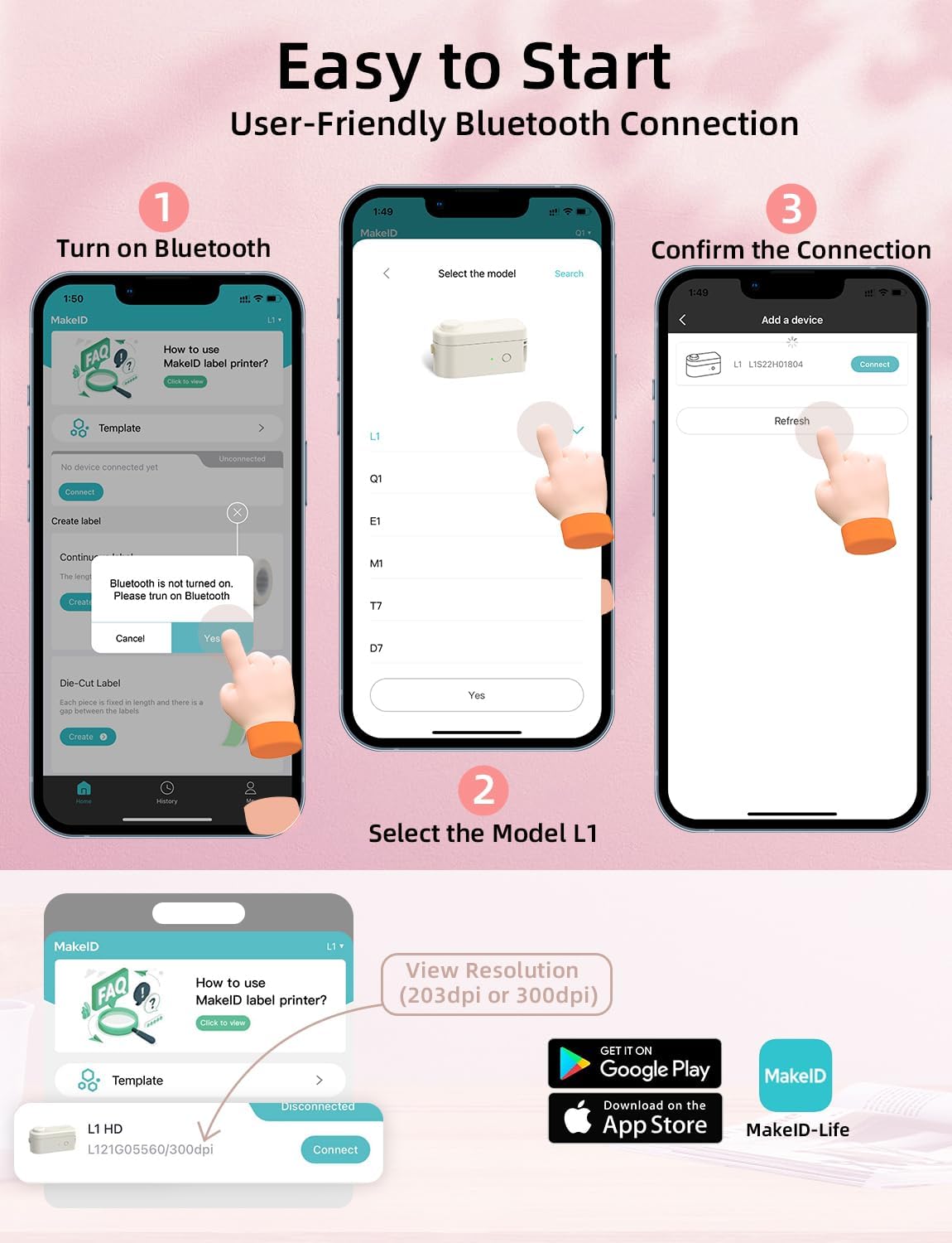 Makeid L1 Label Maker Machine with Tape - Portable & Rechargeable Label Makers Compatible with 9 12 16mm Waterproof Tape - Mini Bluetooth Labeler for Organizing Office Home School