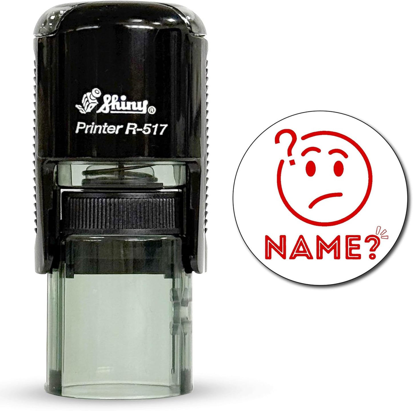 Shiny No Name Teacher Stamp, Round Self Inking Stamp for Classroom, Red Ink