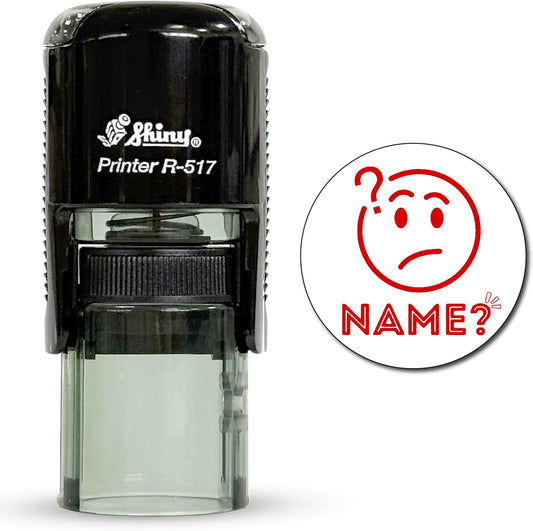 Shiny No Name Teacher Stamp, Round Self Inking Stamp for Classroom, Red Ink