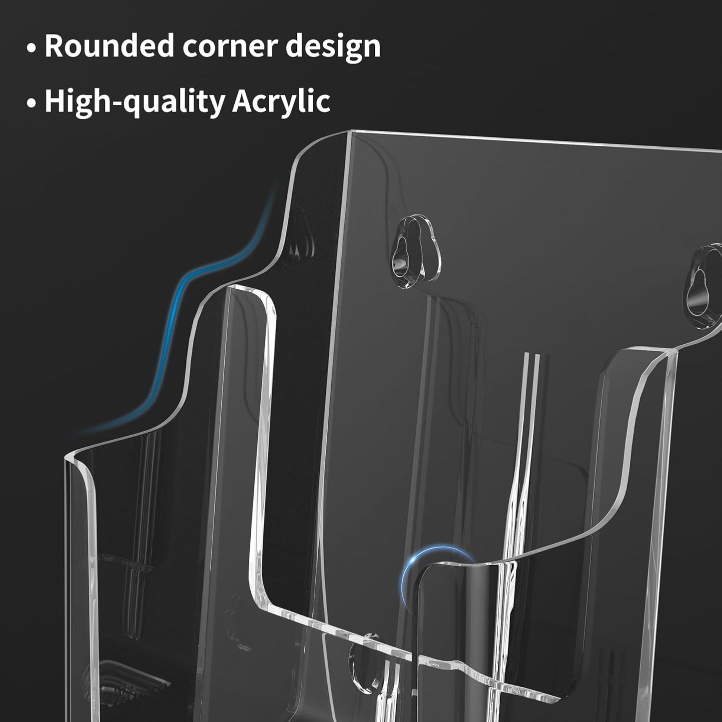 zavekia 2 Pack 2 Tier Acrylic Brochure Holder 8.5 x 11 inch, Clear Literature Organizer Magazine Stand with Removable Divider for 4 x 9 inch Brochures,Magazine Holder,Flyer Holder