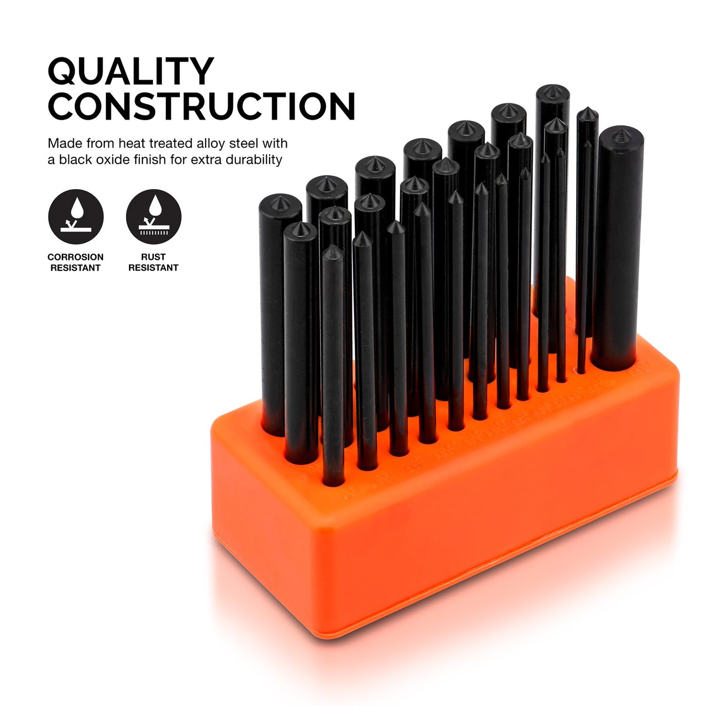 NEIKO 02621A Transfer Punch Set with Premium Heat-Treated Alloy Steel Punches, Hole-Punch Set, Punch Sizes 3/32" to 1/2", 28-Piece Kit