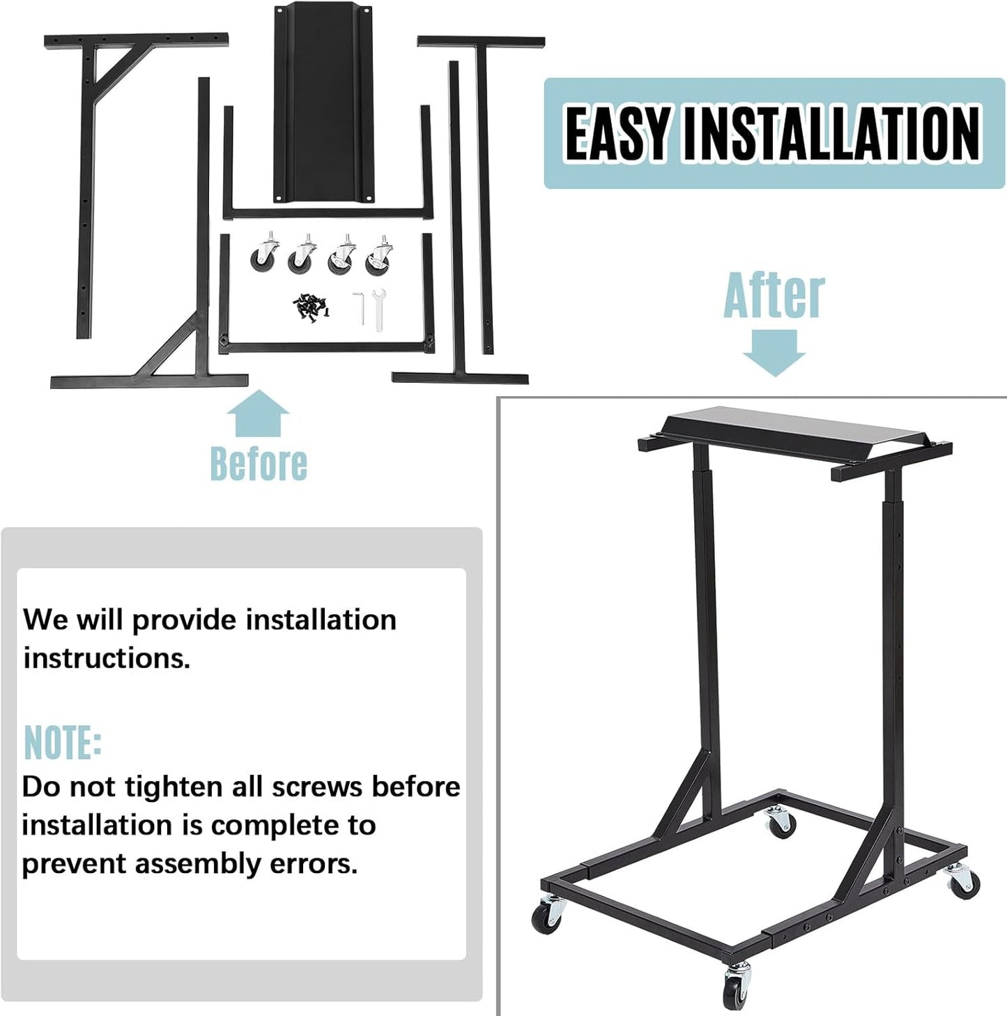Estune Mobile Blueprint Storage Rack 18"- 42" Adjustable Mobile Blueprint Holder with 4 Wheels Fits 20 Clamps for File Display Plan Office Home ( Not Included Hanging Clamps)