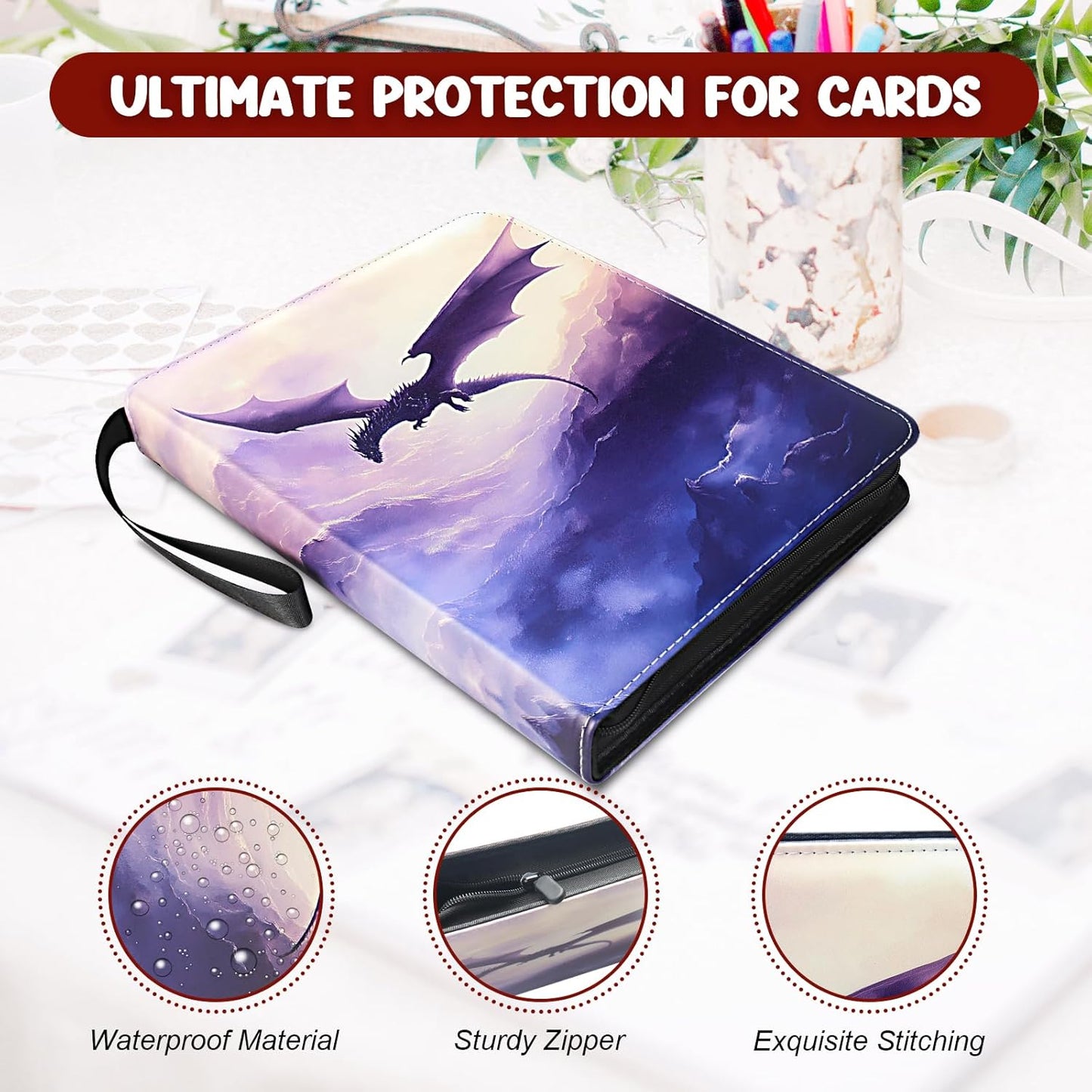 Card Binder 9 Pocket, Othran Trading Card Binder 900 Pockets Card Collection Binder with 50 Removable Sleeves for Trading/Sports/Game Cards