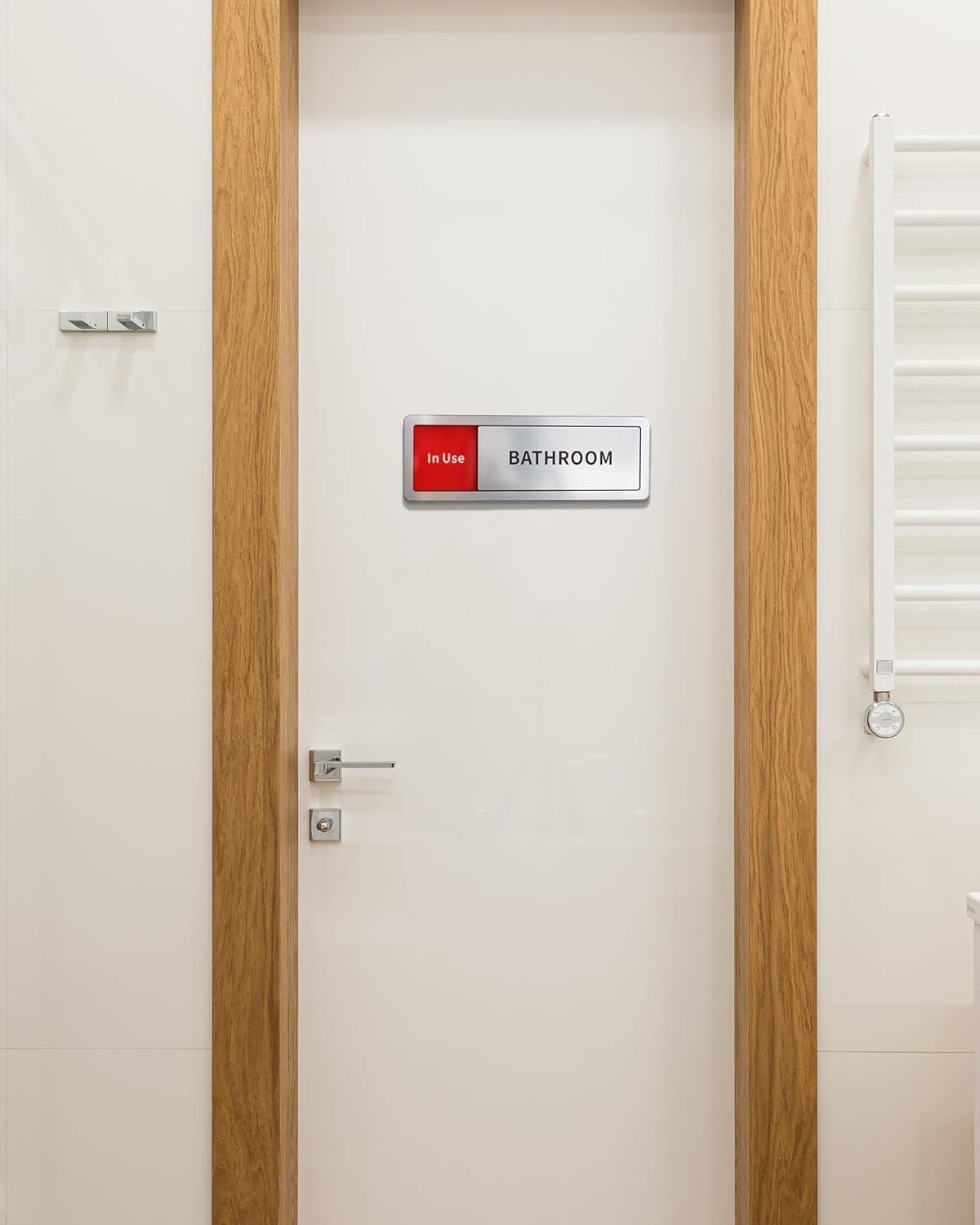 Bathroom Sliding Door Signs, Restroom Signs for Business Vacant Occupied Restroom Sign In Use/Available Slider Sign for Home Office Or Public Bathroom Door, Brushed Silver Stainless Steel