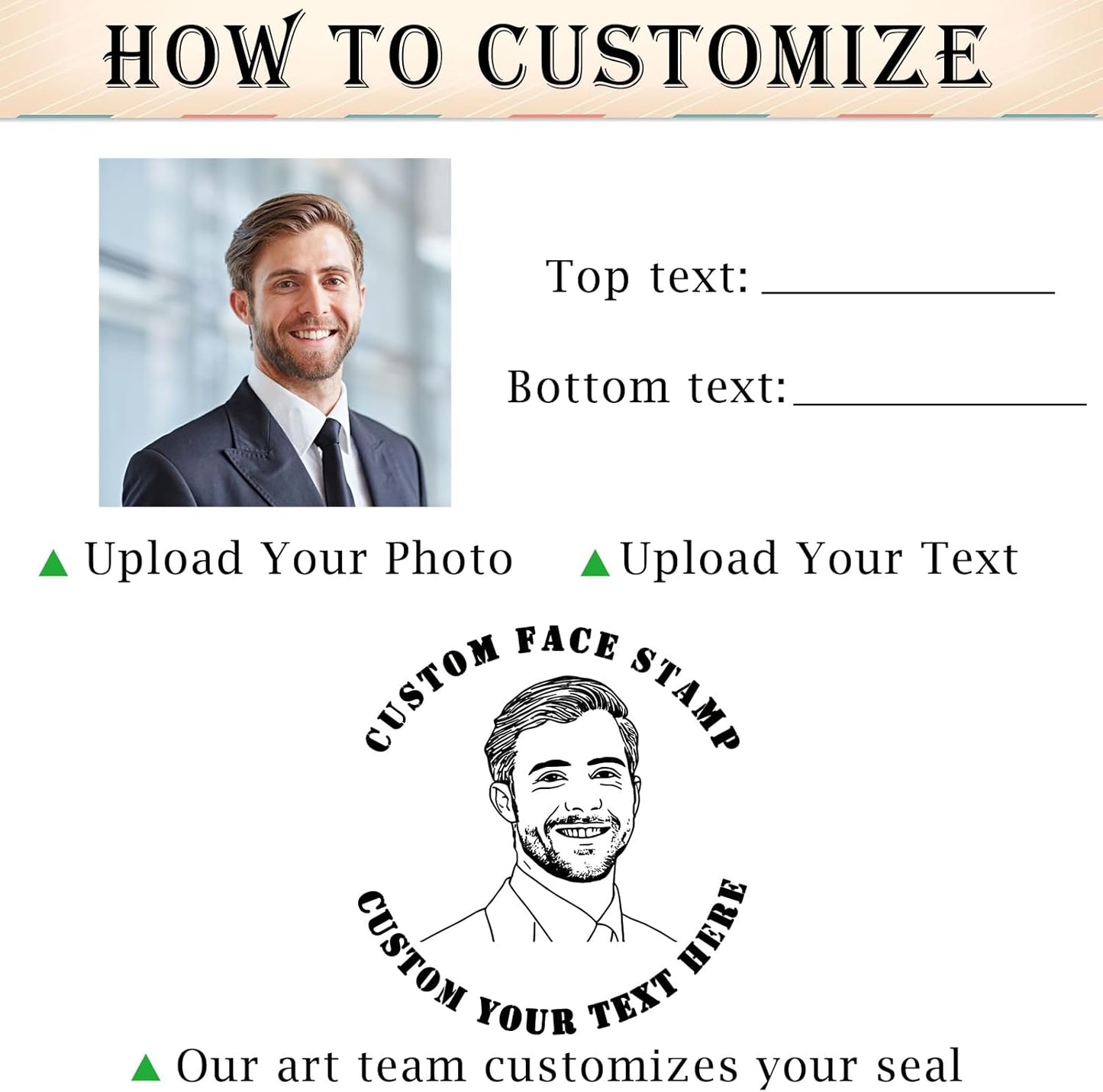 Custom Stamp Self Inking Personalized Teacher Stamper with Portrait & Text, School Office Business Rubber Stamp Gift for Pets, Kids, Friends & Family